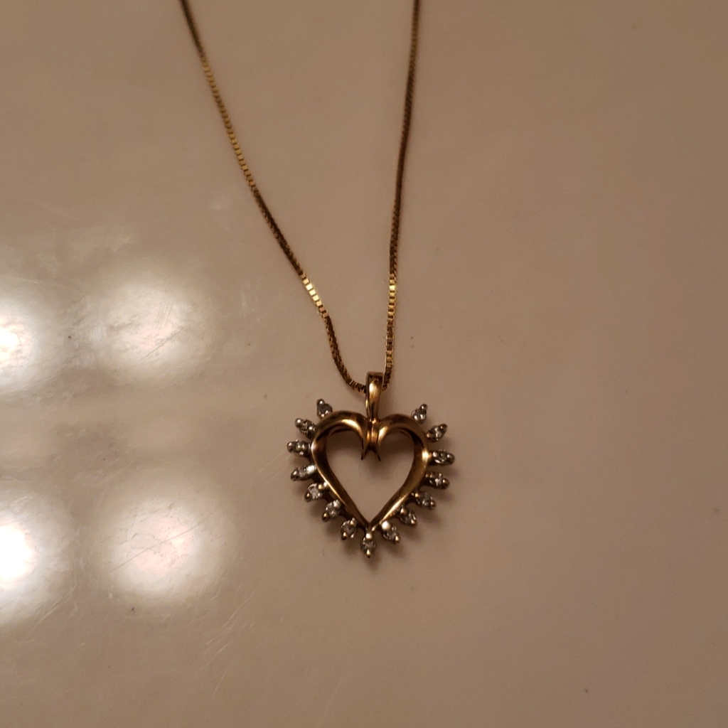14k Genuine Gold Heart Diamond Necklace